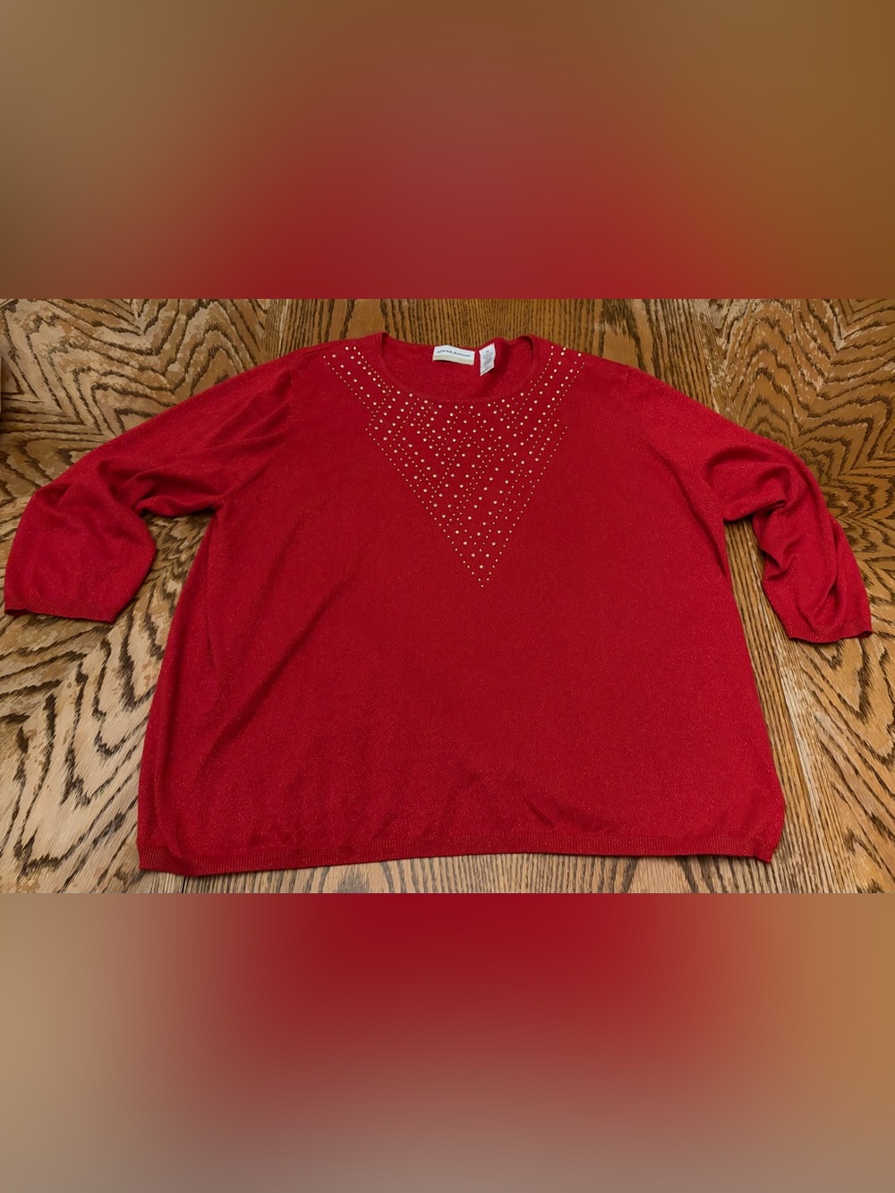 Alfred Dunner Woman Plus Size Red Sweater Top Size 3X